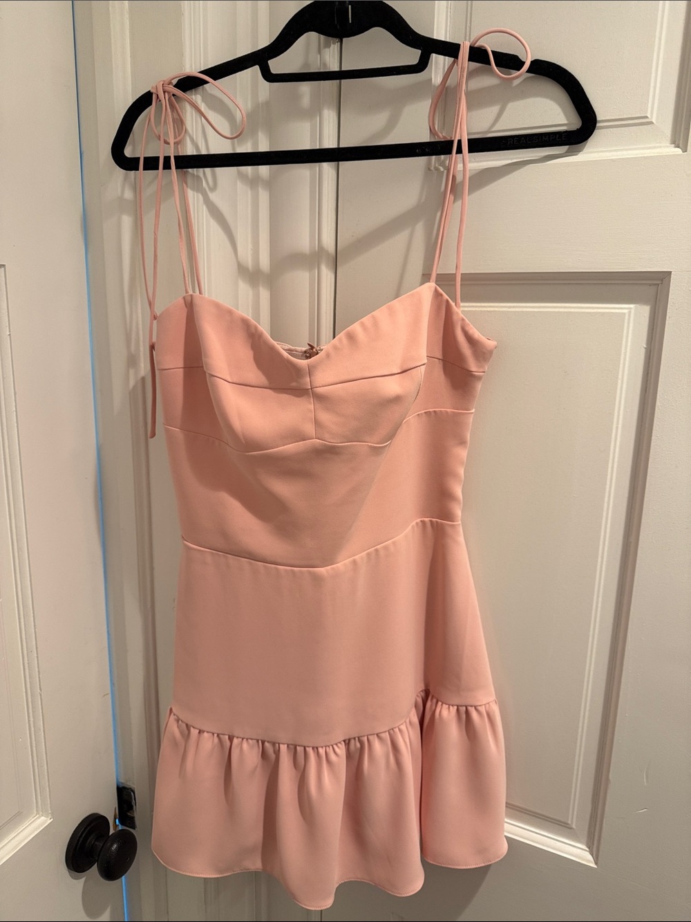 Amanda Uprichard Light Blush Pink Ruffle-Hem Romper Dress